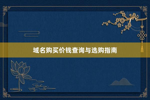 域名购买价钱查询与选购指南
