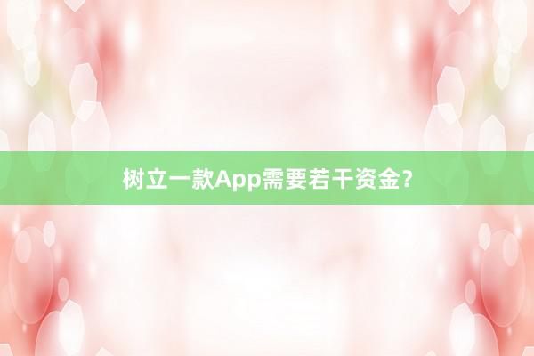 树立一款App需要若干资金？